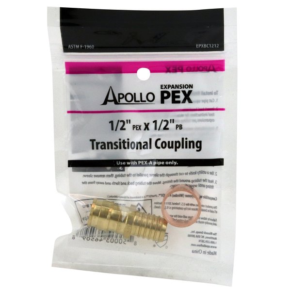 Apollo Expansion Pex 1/2 in. Brass PEX-A Barb x Polybutylene Coupling EPXBC1212
